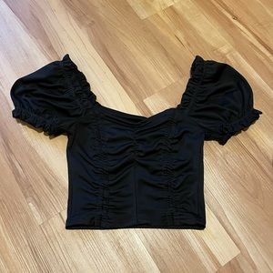 yesstyle black puff sleeve crop top